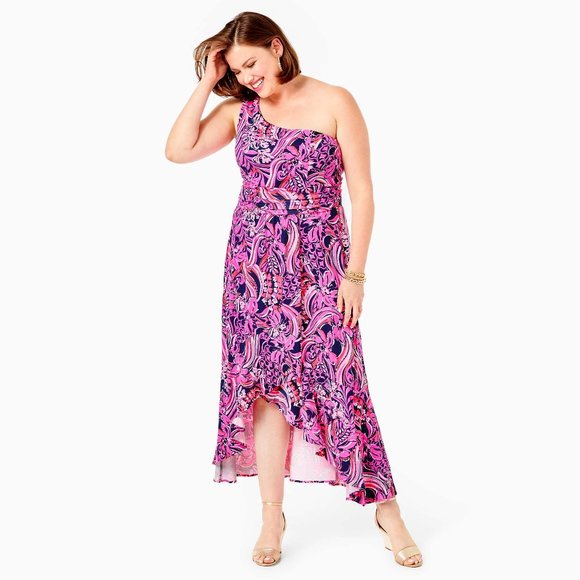 ✨2x HP✨Lilly Pulitzer Monico One-Shoulder Midi Dress NWT - Picture 5 of 11